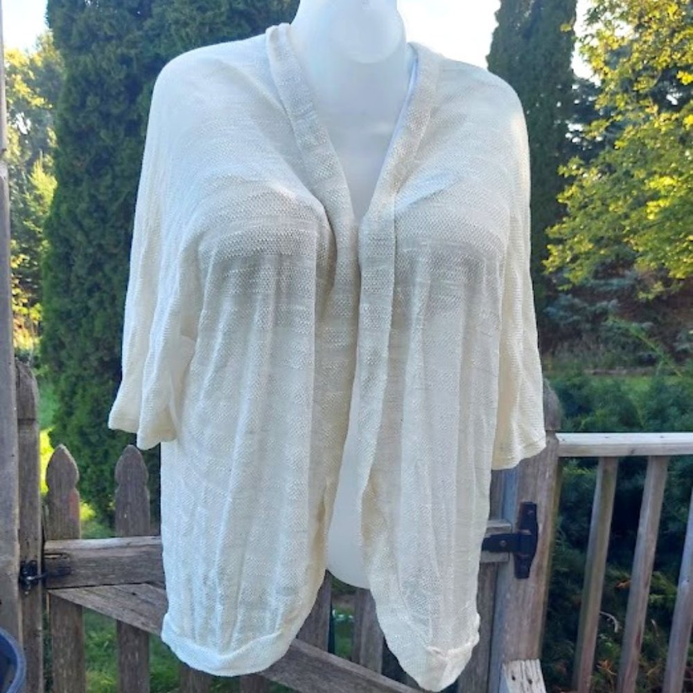 Meri Skye Plus Size 5X Ivory Open Cardigan - Women Lightweight Knitted Very Soft